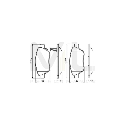 Bosch 0986495237 Brake Pad Set With Acoustic Wear Warning, With Anti-Squeak Plate BP1535 | ML Performance Car Parts