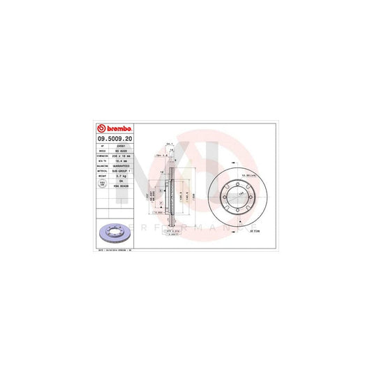 BREMBO 09.5009.20 Brake Disc Internally Vented | ML Performance Car Parts