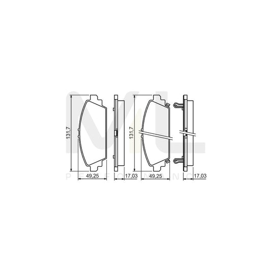 Bosch 0986494414 Brake Pad Set With Acoustic Wear Warning, With Anti-Squeak Plate BP1336 | ML Performance Car Parts