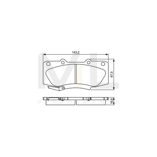 Bosch 0986495302 Brake Pad Set For Toyota Hilux Vii Pickup With Acoustic Wear Warning, With Mounting Manual BP1591 | ML Performance Car Parts