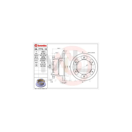 BREMBO 08.7772.10 Brake Disc for IVECO Daily Solid | ML Performance Car Parts