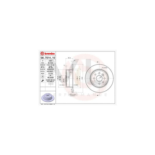 BREMBO 08.7014.10 Brake Disc Solid, with bolts/screws | ML Performance Car Parts