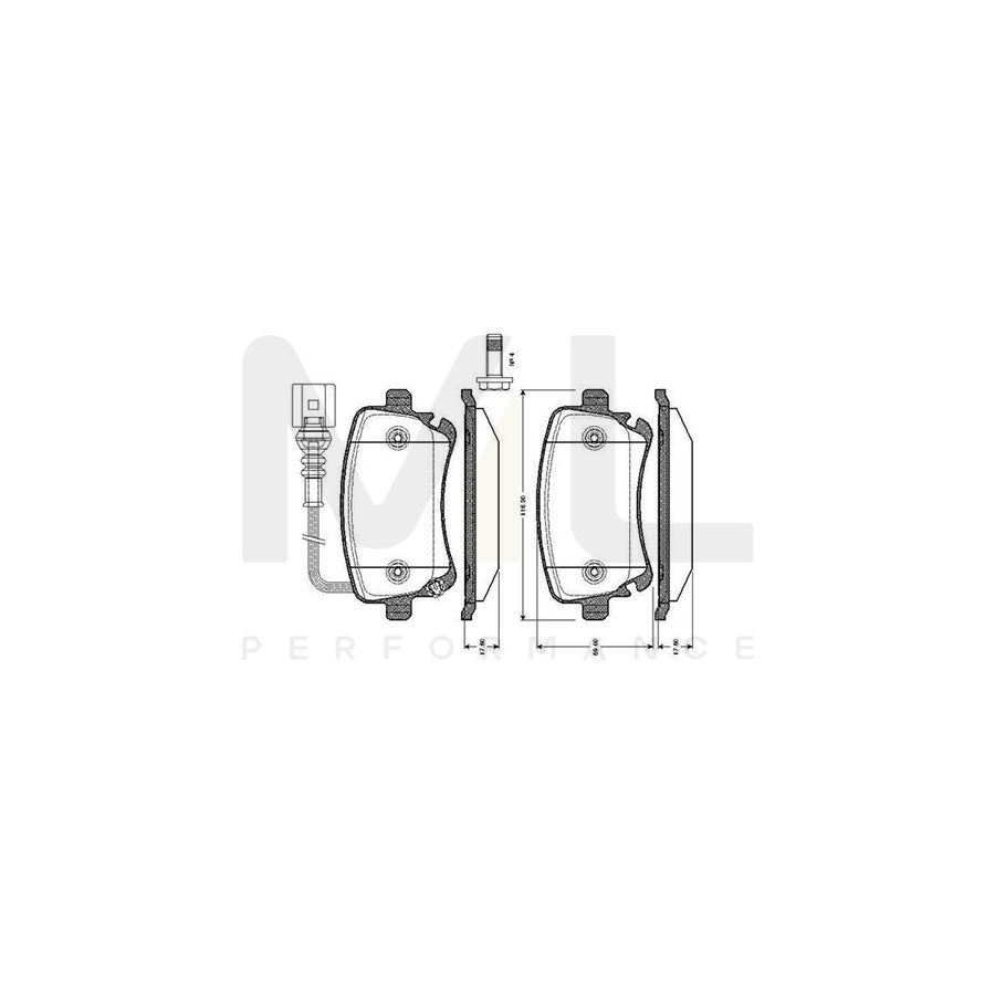 Bosch 0986Tb2426 Brake Pad Set Incl. Wear Warning Contact  | ML Performance Car Parts