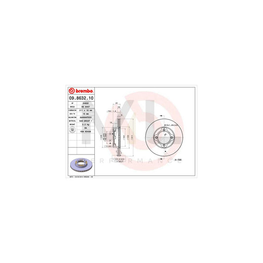 BREMBO 09.8632.10 Brake Disc for DAIHATSU CUORE / MIRA Internally Vented | ML Performance Car Parts