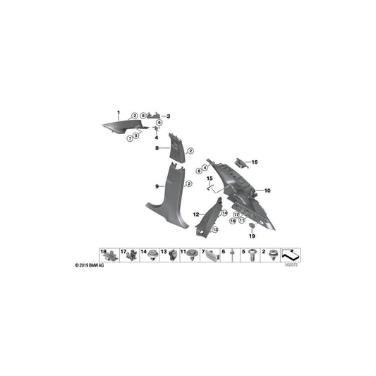 Genuine BMW 51467382854 F48 F48 Trim For C/D-Pillar, Right GRAU (Inc. X1 18d, X1 25dX & X1 20dX) | ML Performance UK Car Parts