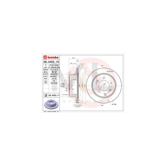 BREMBO 09.A453.10 Brake Disc for KIA Sorento I (JC) Internally Vented | ML Performance Car Parts