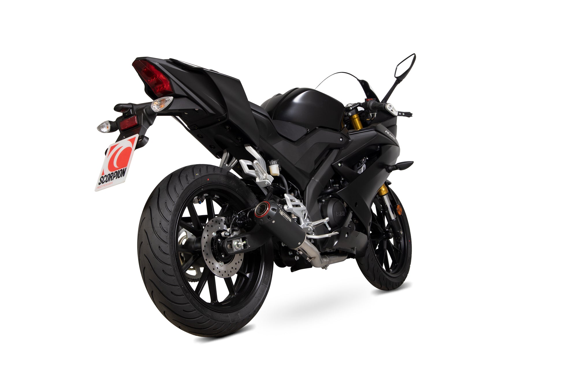 Scorpion PYA113SYSBCER Yamaha YZF-R125 Red Power Full System - Black Ceramic Coated Sleeve | ML Performance UK UK