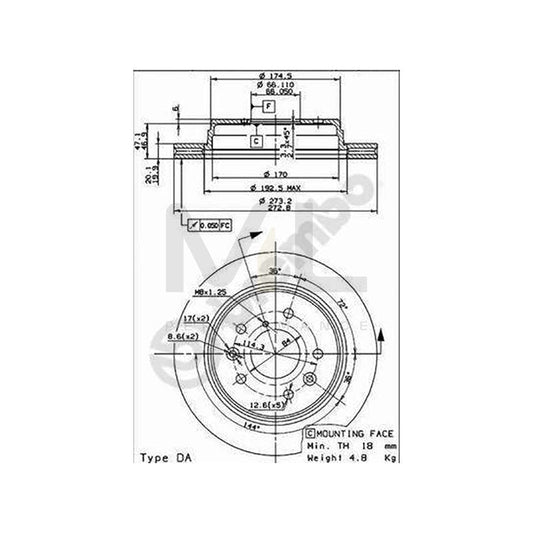 BREMBO 09.9127.10 Brake Disc for MAZDA RX-7 Internally Vented | ML Performance Car Parts