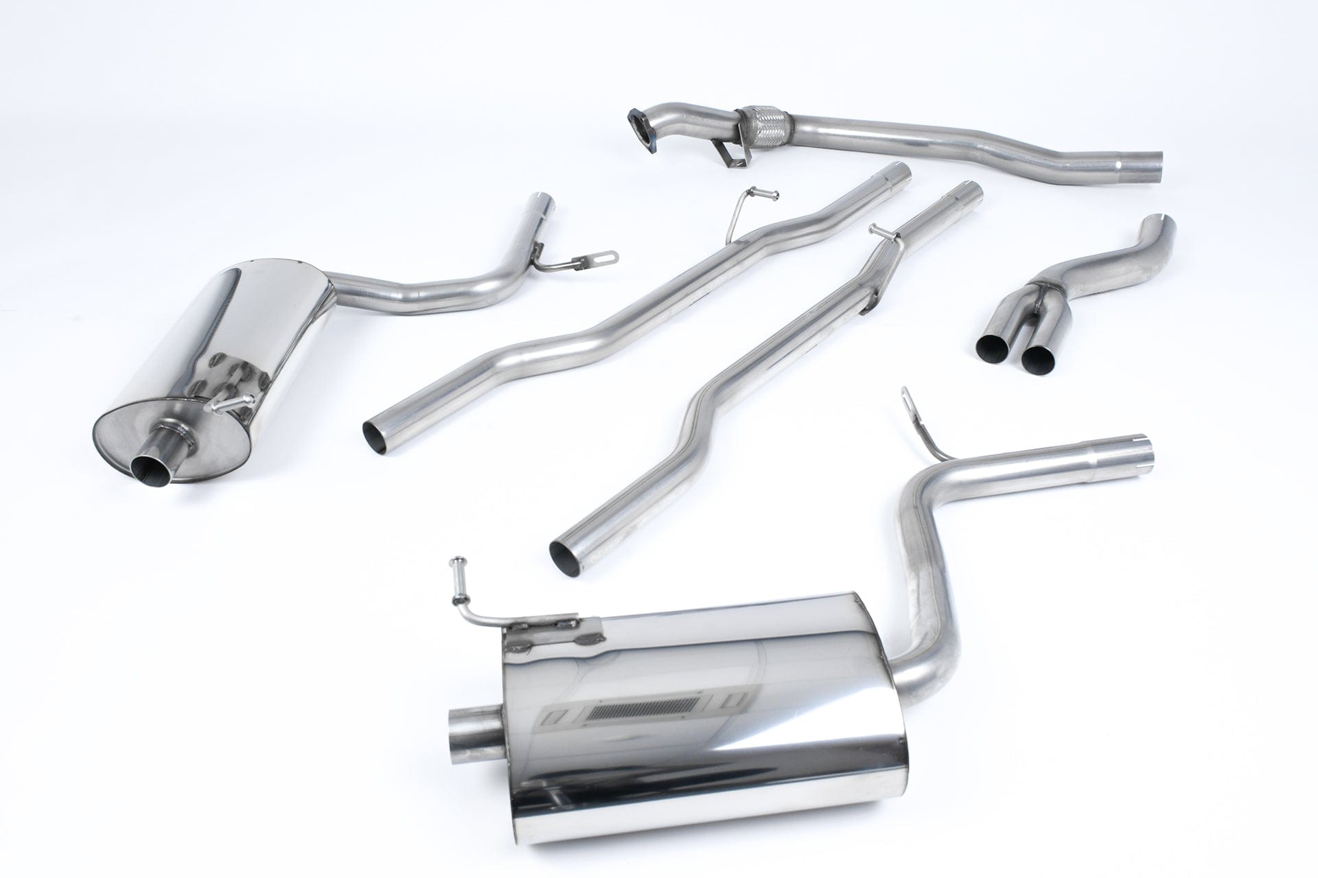 MillTek SSXAU304 Audi A4 Non-Resonated Cat-Back Exhaust with 90mm Detachable Trims