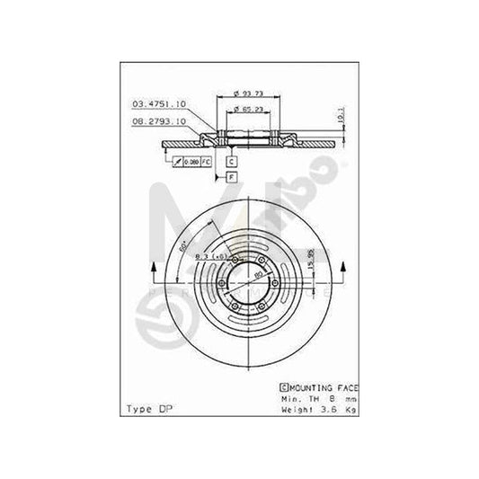 BREMBO 08.2793.20 Brake Disc for ALFA ROMEO ALFASUD Solid, with spacer disc | ML Performance Car Parts