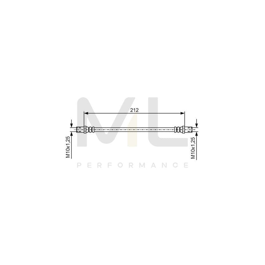 BOSCH 1 987 481 A50 Brake Hose 212mm, M10x1,25 | ML Performance Car Parts