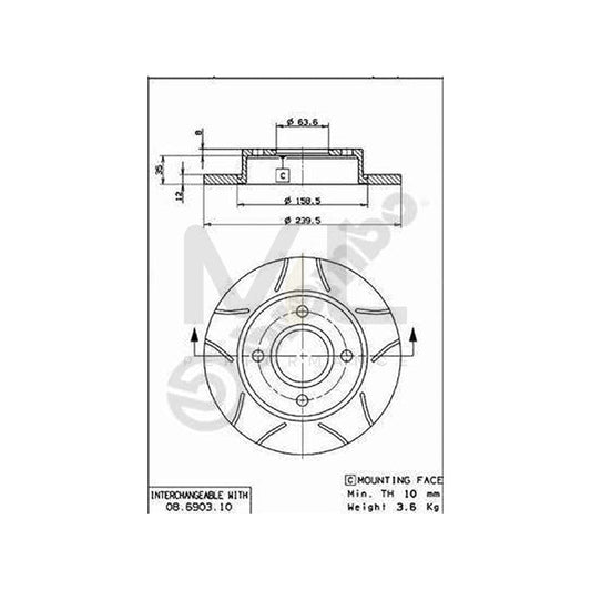 BREMBO MAX LINE 08.6903.75 Brake Disc Slotted, Solid, Coated | ML Performance Car Parts