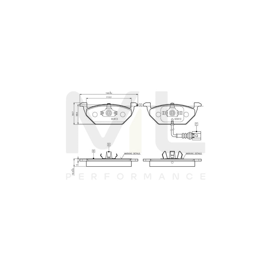 Bosch 0986Tb2314 Brake Pad Set Incl. Wear Warning Contact, With Accessories  | ML Performance Car Parts