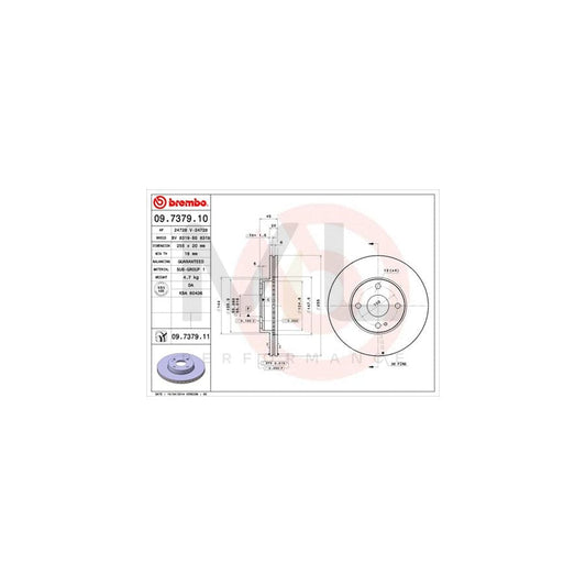 BREMBO 09.7379.10 Brake Disc for MAZDA MX-5 Internally Vented | ML Performance Car Parts