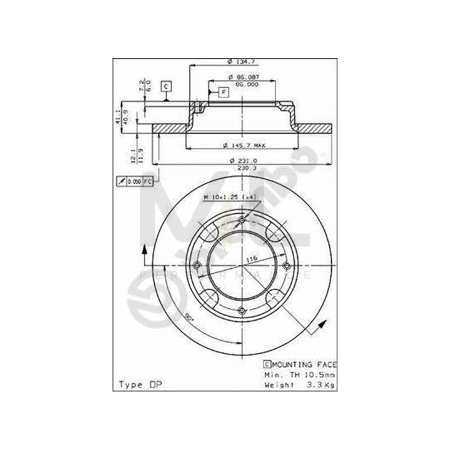 BREMBO 08.3854.10 Brake Disc for HONDA ACCORD Solid | ML Performance Car Parts