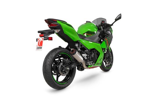 Scorpion PKA143SYSSEO Kawasaki Ninja 400 Red Power Race System - Brushed Stainless Steel Sleeve | ML Performance UK UK