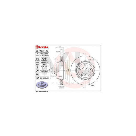 BREMBO 09.9573.10 Brake Disc for BMW X3 (E83) Internally Vented, High-carbon, with bolts/screws | ML Performance Car Parts