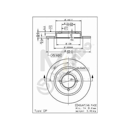 BREMBO 08.3955.10 Brake Disc for NISSAN Sunny Saloon (140Y, 150Y) Solid | ML Performance Car Parts