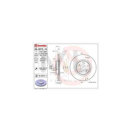 BREMBO 09.B270.10 Brake Disc for HONDA ACCORD Internally Vented, with bolts/screws | ML Performance Car Parts