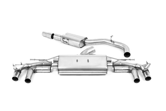 MillTek SSXAU914 Audi S3 80mm Resonated Cat-Back with Burnt Titanium Trims - ECE Approved System