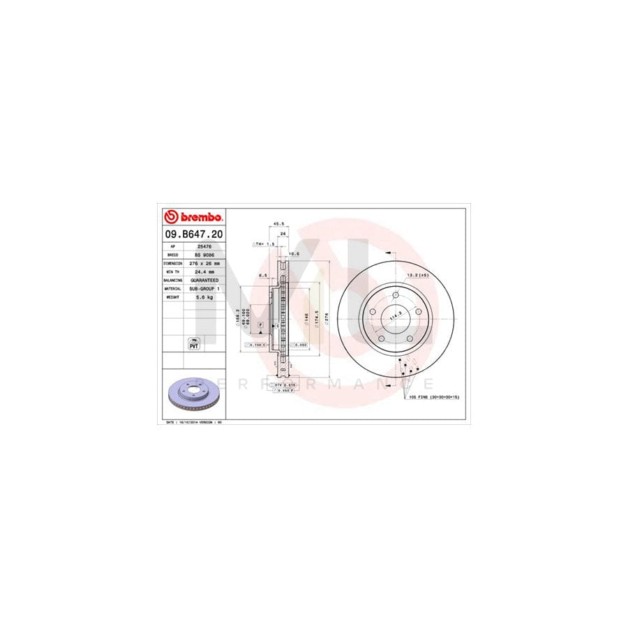 BREMBO COATED DISC LINE 09.B647.21 Brake Disc for DODGE Caliber Internally Vented, Coated | ML Performance Car Parts