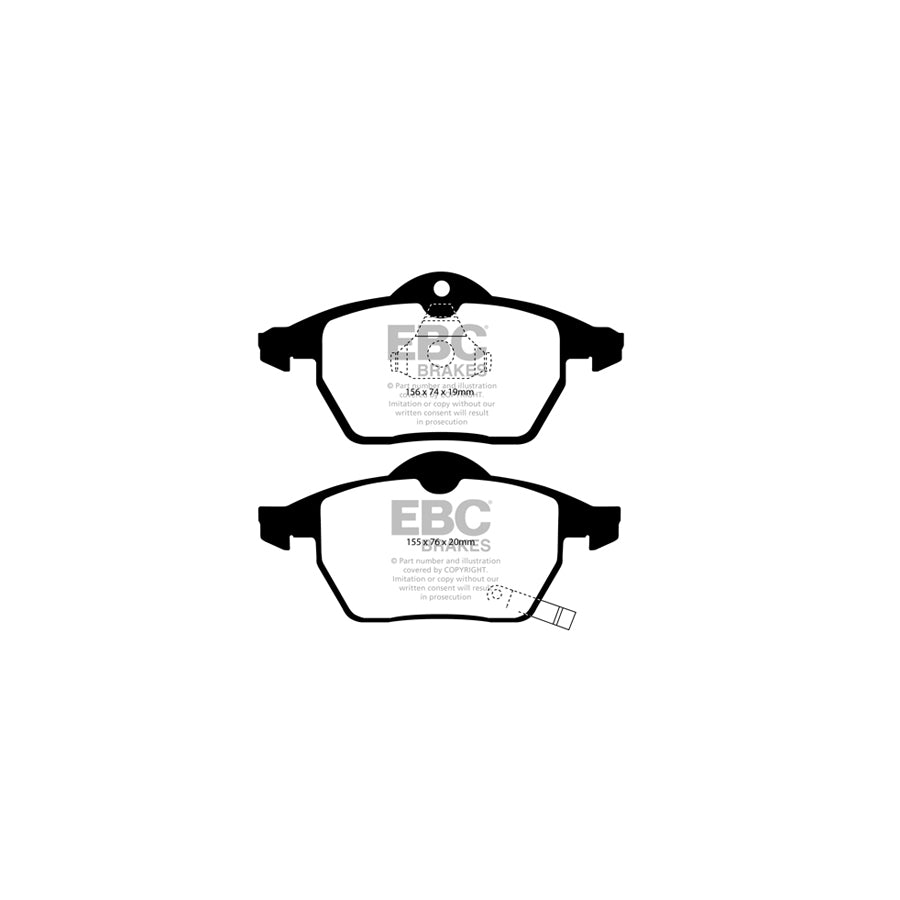 EBC PD01KF1132 Opel Saab Vauxhall Greenstuff Front Brake Pad & Plain Disc Kit  - Bosch/Girling/TRW/ATE Caliper 2 | ML Performance UK Car Parts