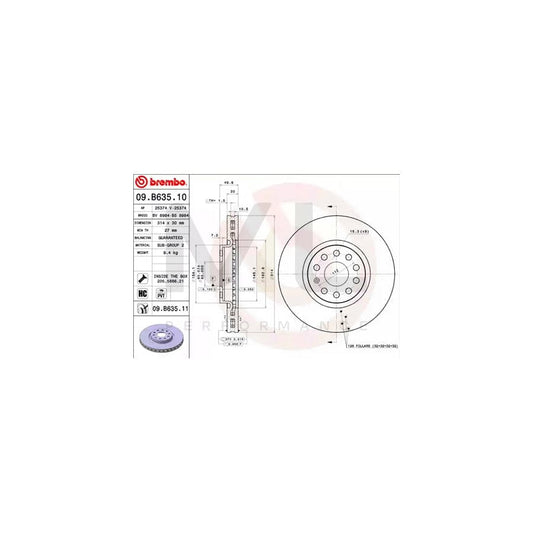 BREMBO 09.B635.10 Brake Disc Internally Vented, High-carbon, with bolts/screws | ML Performance Car Parts