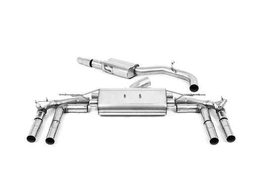 MillTek SSXAU925 Audi S3 80mm Resonated Cat-Back with Polished Trims - ECE Approved System