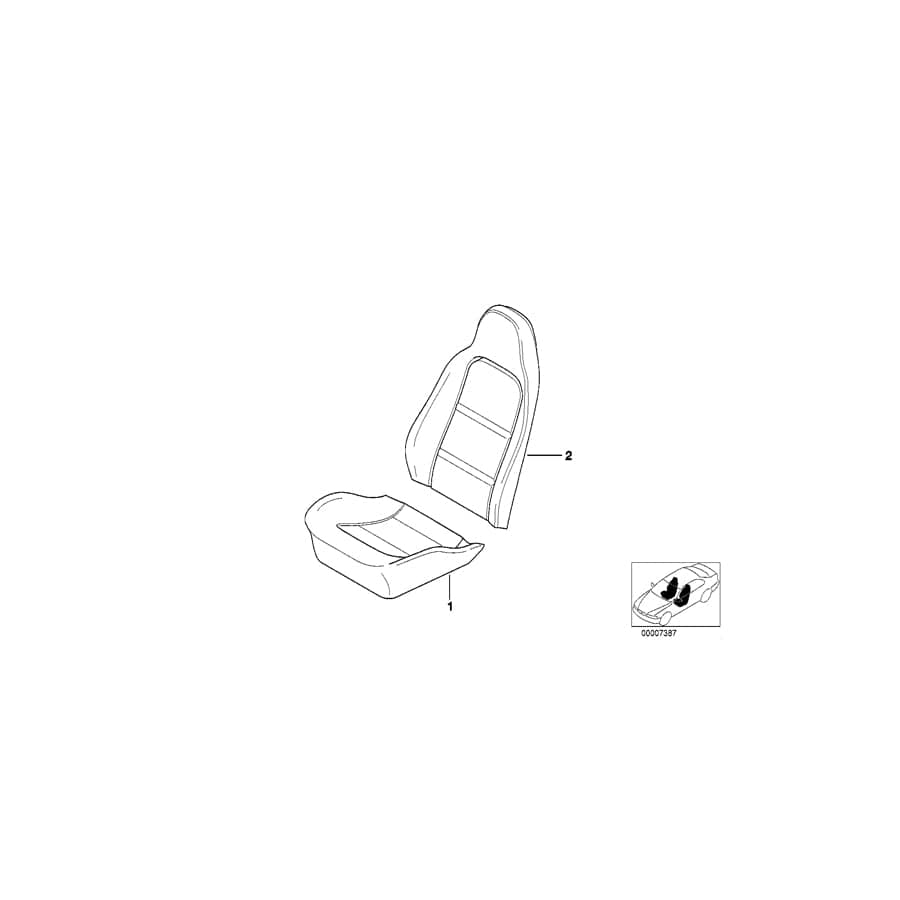 Genuine BMW 52108411362 E36 Right Backrest Upholstery K3SW SCHWARZ (Inc. Z3 2.8, Z3 2.5 & Z3 2.0) | ML Performance UK Car Parts