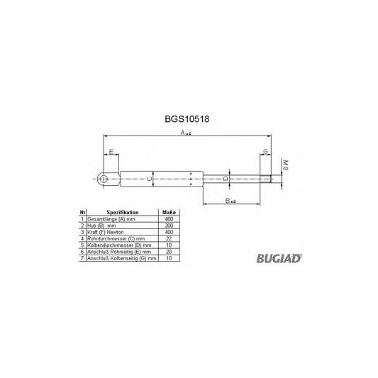 Bugiad BGS10518 Tailgate Strut