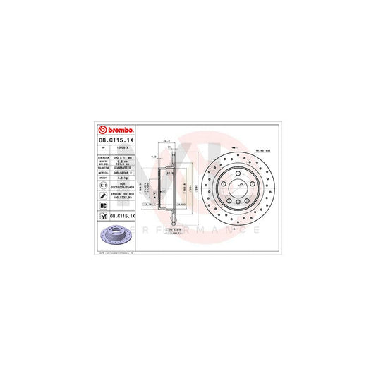BREMBO 08.C115.1X Brake Disc Solid, Coated, High-carbon, with bolts/screws | ML Performance Car Parts