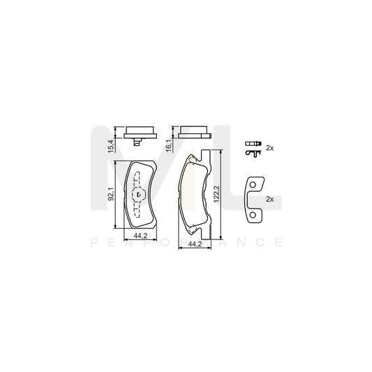 Bosch 0986494134 Brake Pad Set With Acoustic Wear Warning, With Anti-Squeak Plate, With Mounting Manual, With Piston Clip BP1045 | ML Performance Car Parts