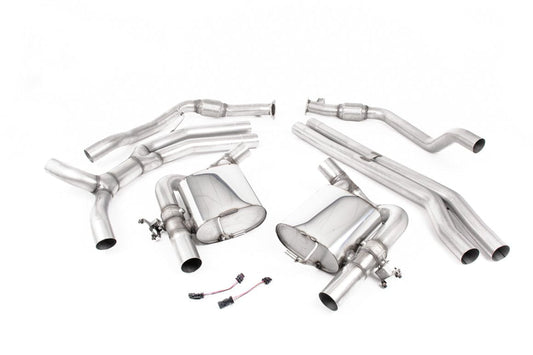 MillTek SSXAU995 Audi RS5 Non-Resonated (Race) Cat-Back Exhaust with Burnt Titanium Oval Trims