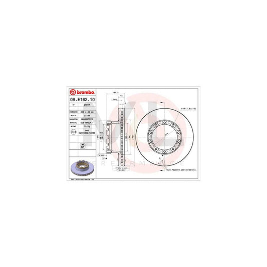 BREMBO 09.E162.10 Brake Disc Internally Vented | ML Performance Car Parts