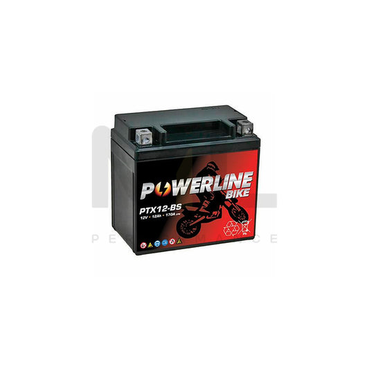 PTX12-BS Powerline Motorcycle Battery 12V 12Ah | Car Batteries UK | ML Performance Car Parts