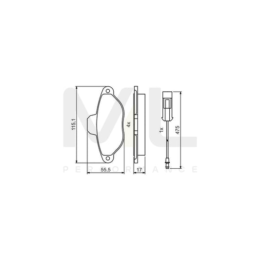 Bosch 0986495475 Brake Pad Set Incl. Wear Warning Contact BP2107 | ML Performance Car Parts