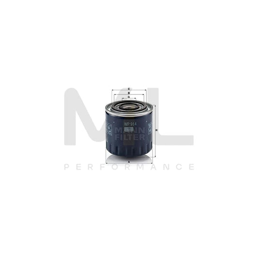 MANN-FILTER WP 914 Oil Filter Spin-on Filter | ML Performance Car Parts