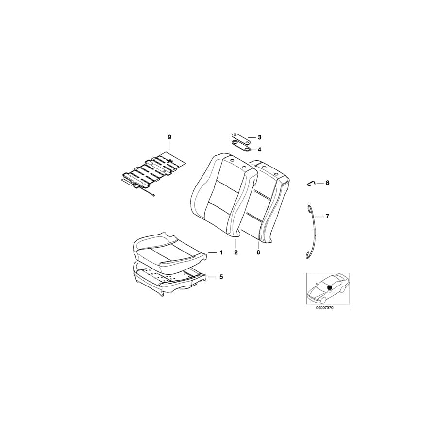 Genuine BMW 52108253741 E39 E38 Cover Backrest, Leather N6TT,N8TT GRAU (Inc. 730d, 740iLP & 523i) | ML Performance UK Car Parts