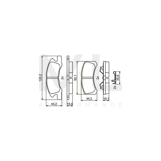 Bosch 0986494878 Brake Pad Set For Mitsubishi Mirage With Acoustic Wear Warning, With Anti-Squeak Plate, With Piston Clip BP2052 | ML Performance Car Parts