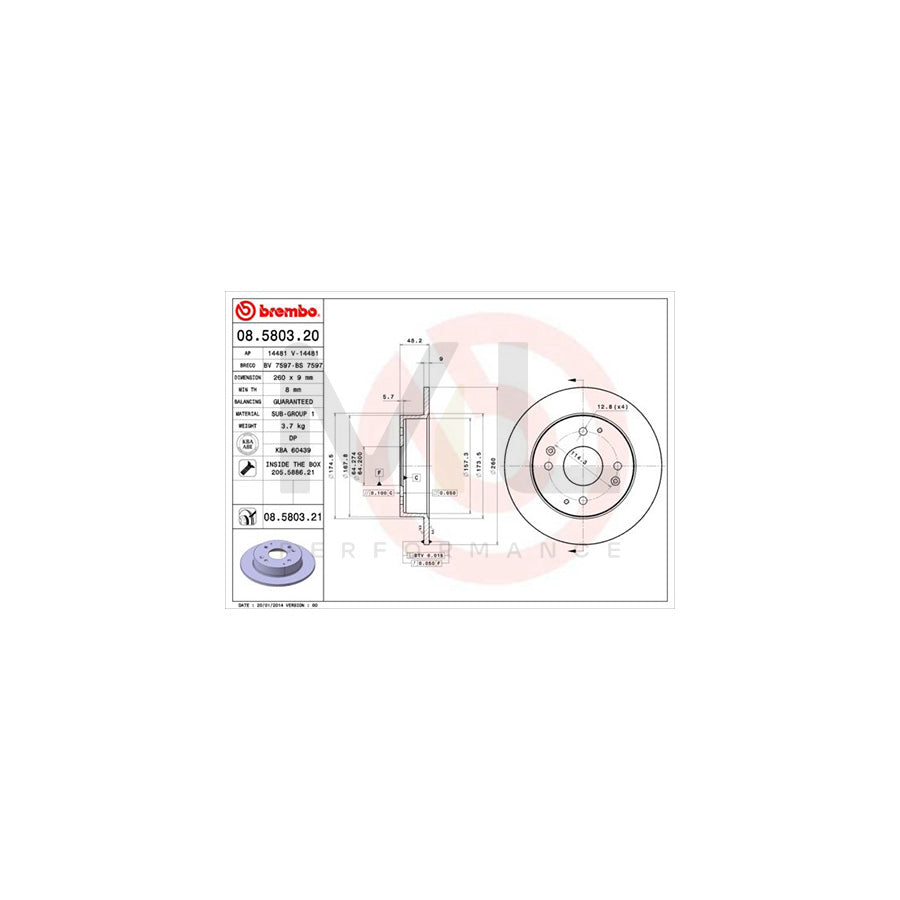 BREMBO COATED DISC LINE 08.5803.21 Brake Disc for HONDA ACCORD Solid, Coated, with bolts/screws | ML Performance Car Parts