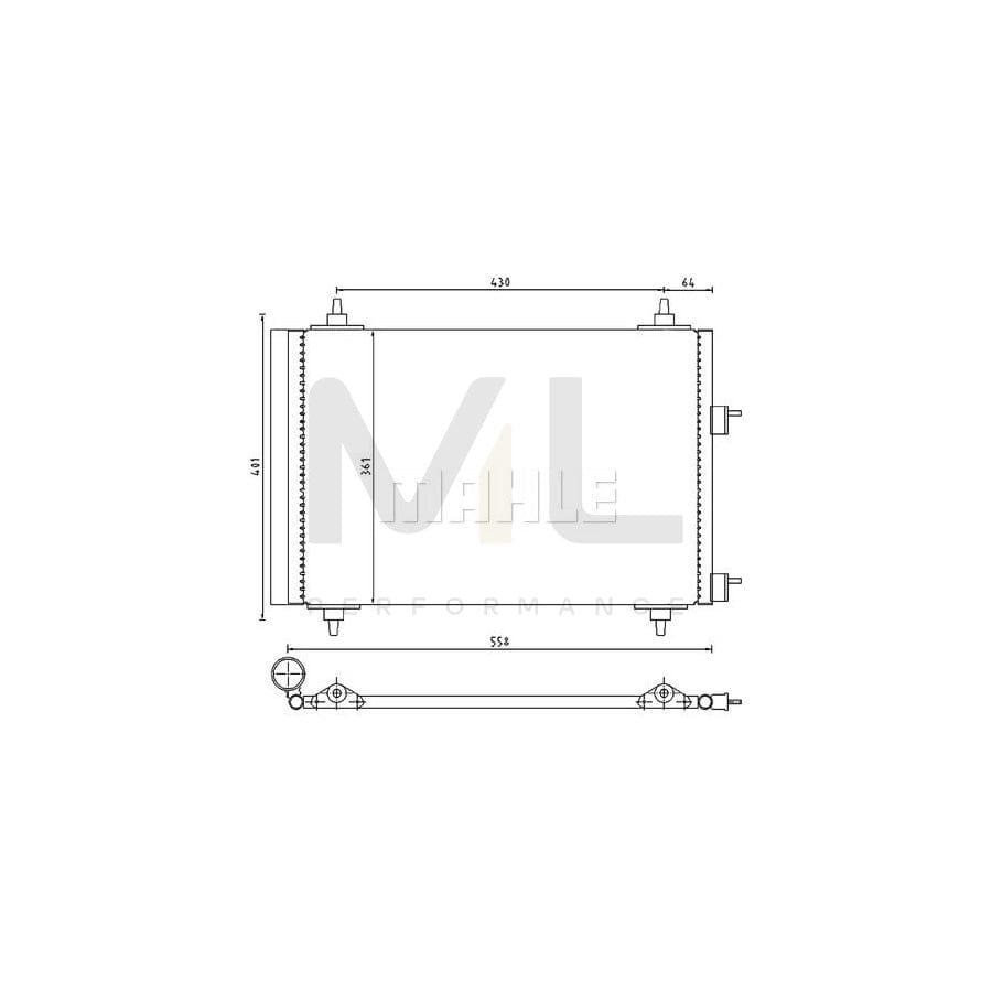 MAHLE ORIGINAL AC 315 000P Air conditioning condenser for PEUGEOT 307 with dryer | ML Performance Car Parts