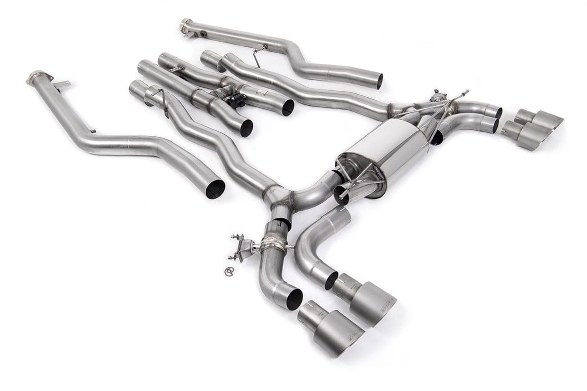 MillTek SSXBM1229 BMW F90 M5 Cat-Back System with Brushed Titanium GT-100 Trims 