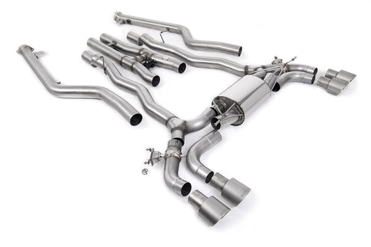 MillTek SSXBM1229 BMW F90 M5 Cat-Back System with Brushed Titanium GT-100 Trims 
