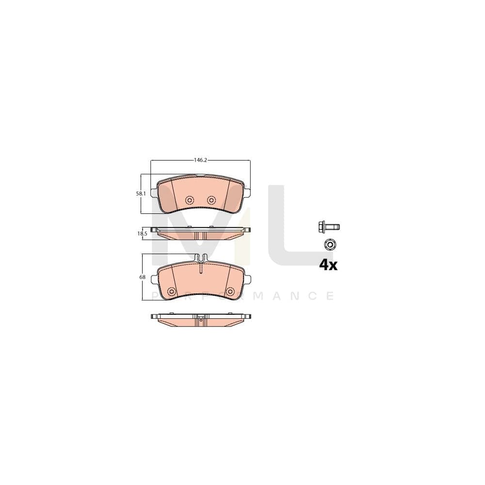 TRW Gdb2079 Brake Pad Set Prepared For Wear Indicator, With Brake Caliper Screws, With Accessories | ML Performance Car Parts