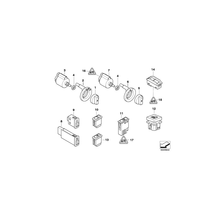 Genuine BMW 61318363687 E39 Switch Fog Tail Light (Inc. 520d, 525d & 525td) | ML Performance UK Car Parts