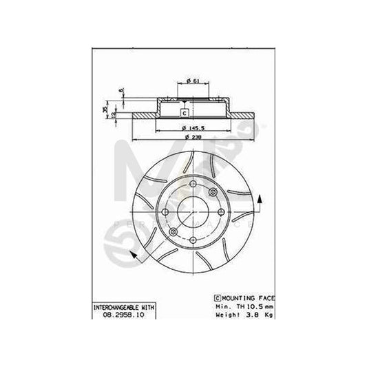 BREMBO MAX LINE 08.2958.75 Brake Disc Slotted, Solid, Coated, with bolts/screws | ML Performance Car Parts