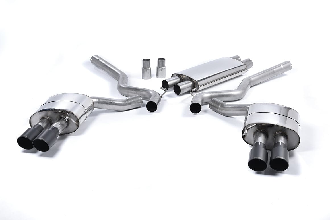 MillTek SSXFD156 Ford Mustang Resonated Cat-Back Exhaust with Quad Black GT-90 Tips