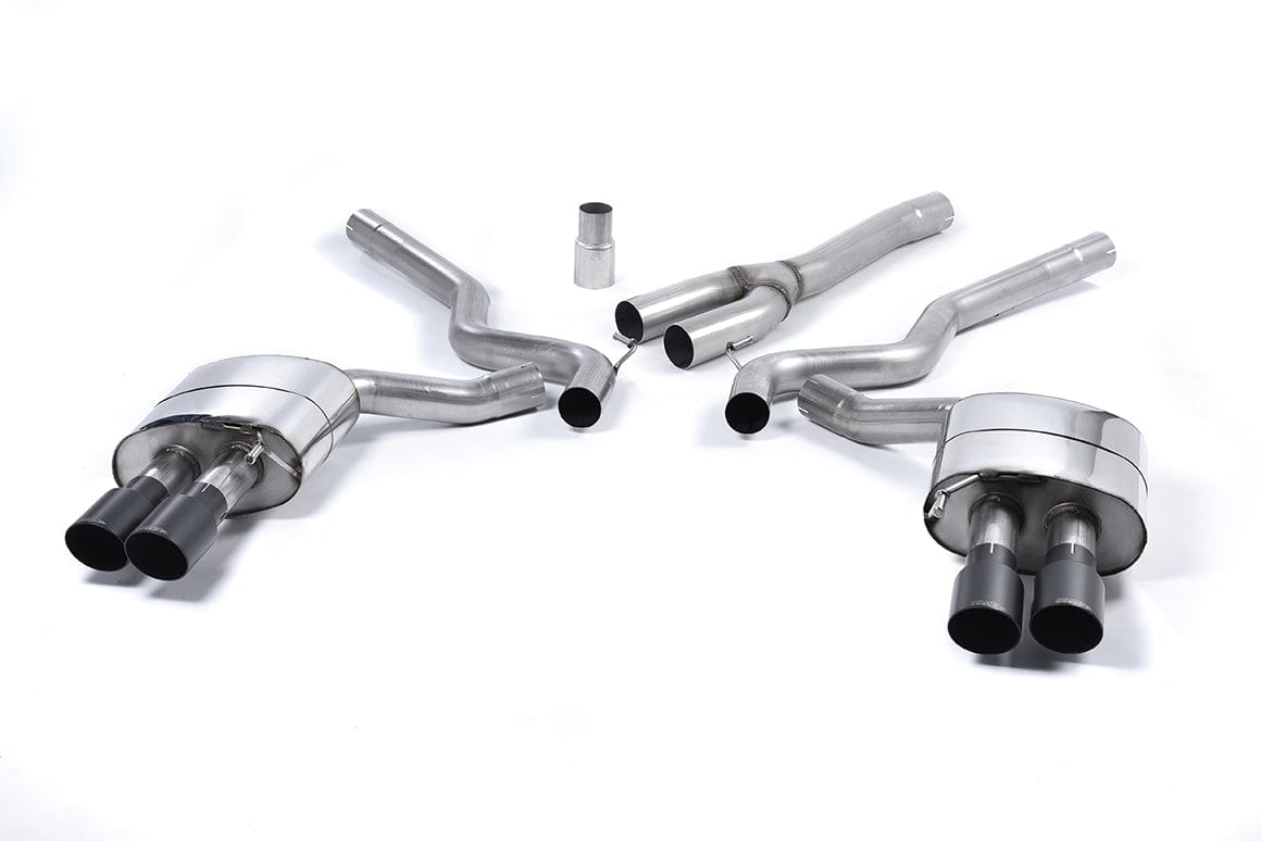 MillTek SSXFD177 Ford Mustang Quad Outlet Non-Resonated Cat-Back Exhaust with GT-90 Cerakote Black Trims