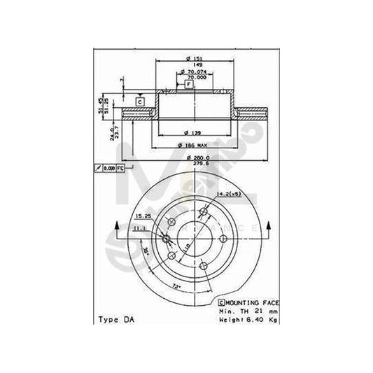 BREMBO 09.5220.10 Brake Disc Internally Vented | ML Performance Car Parts