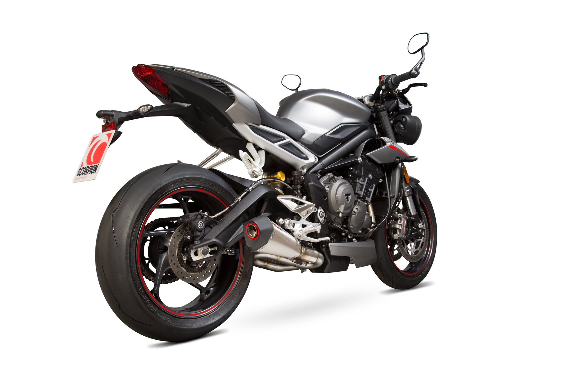 Scorpion RTR87SEO Triumph Street Triple 765 Serket Taper Slip-On - Brushed Stainless Steel Sleeve | ML Performance UK UK